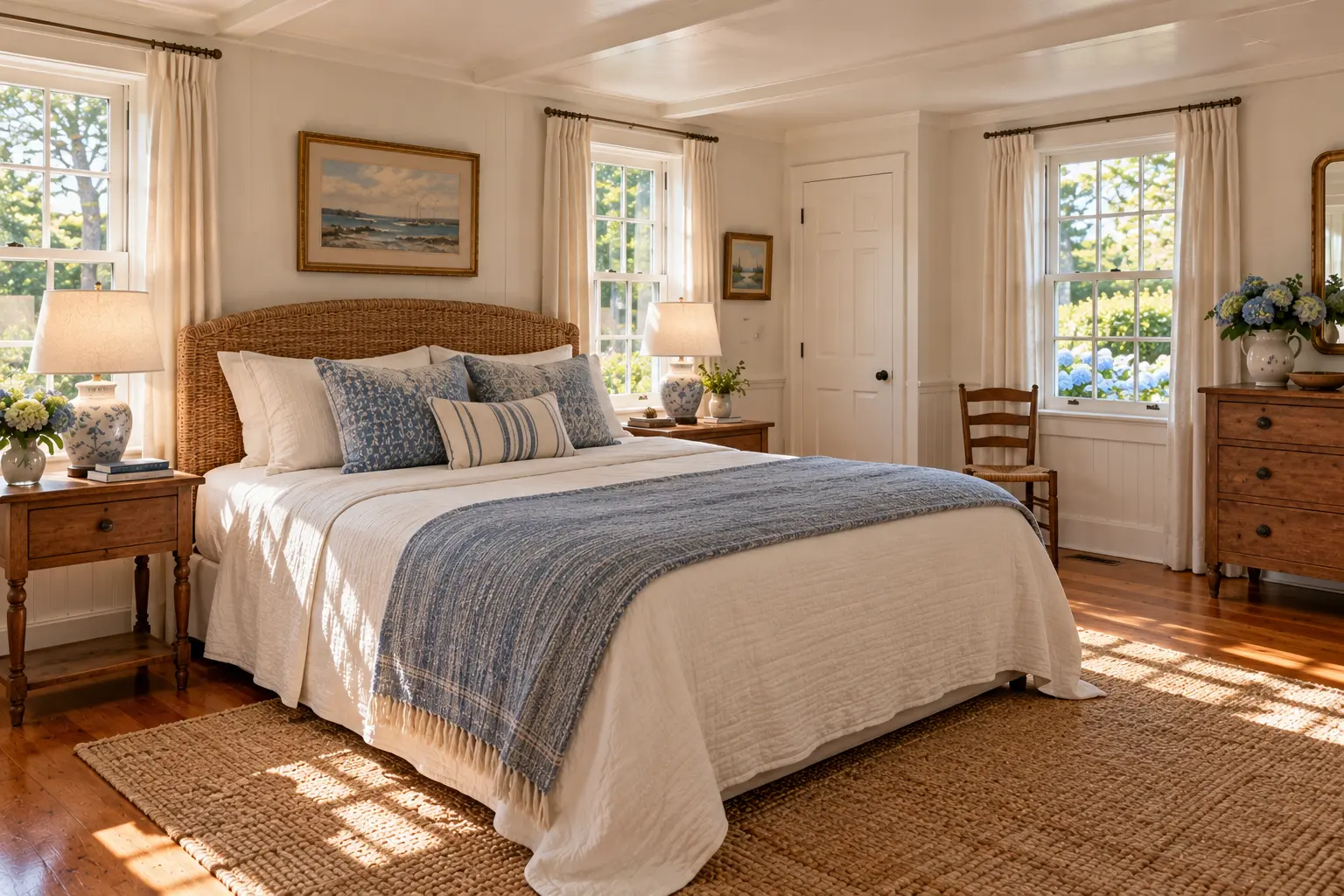 Sea captain's cottage: the main bedroom