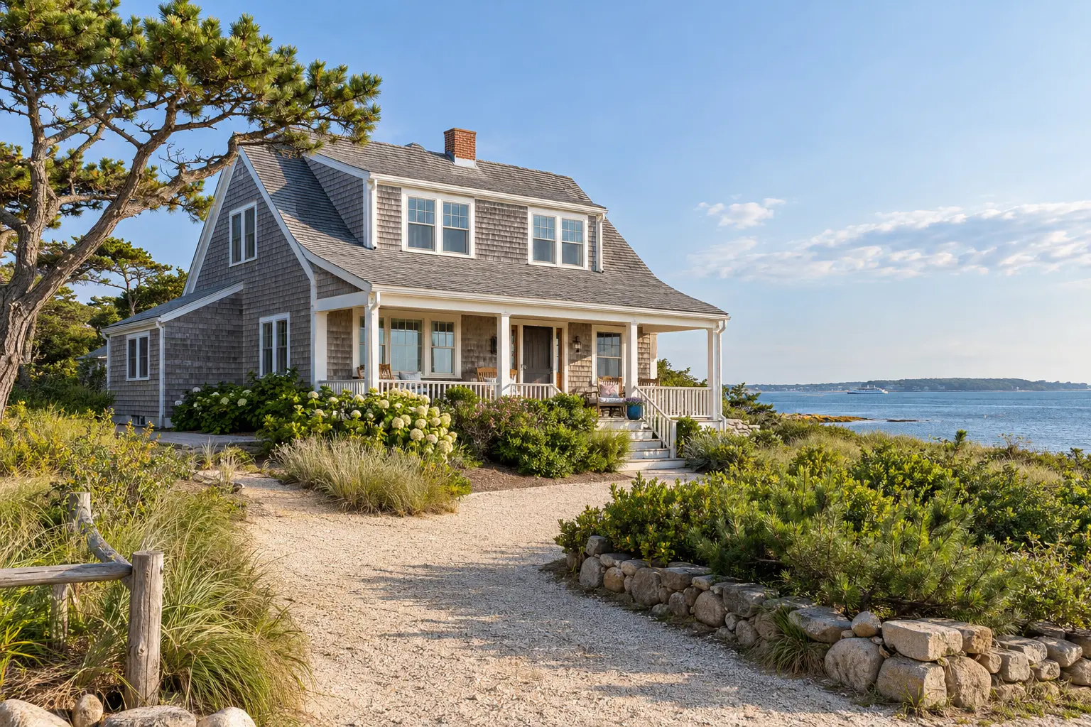 Woods Hole shingle house: the house from the front