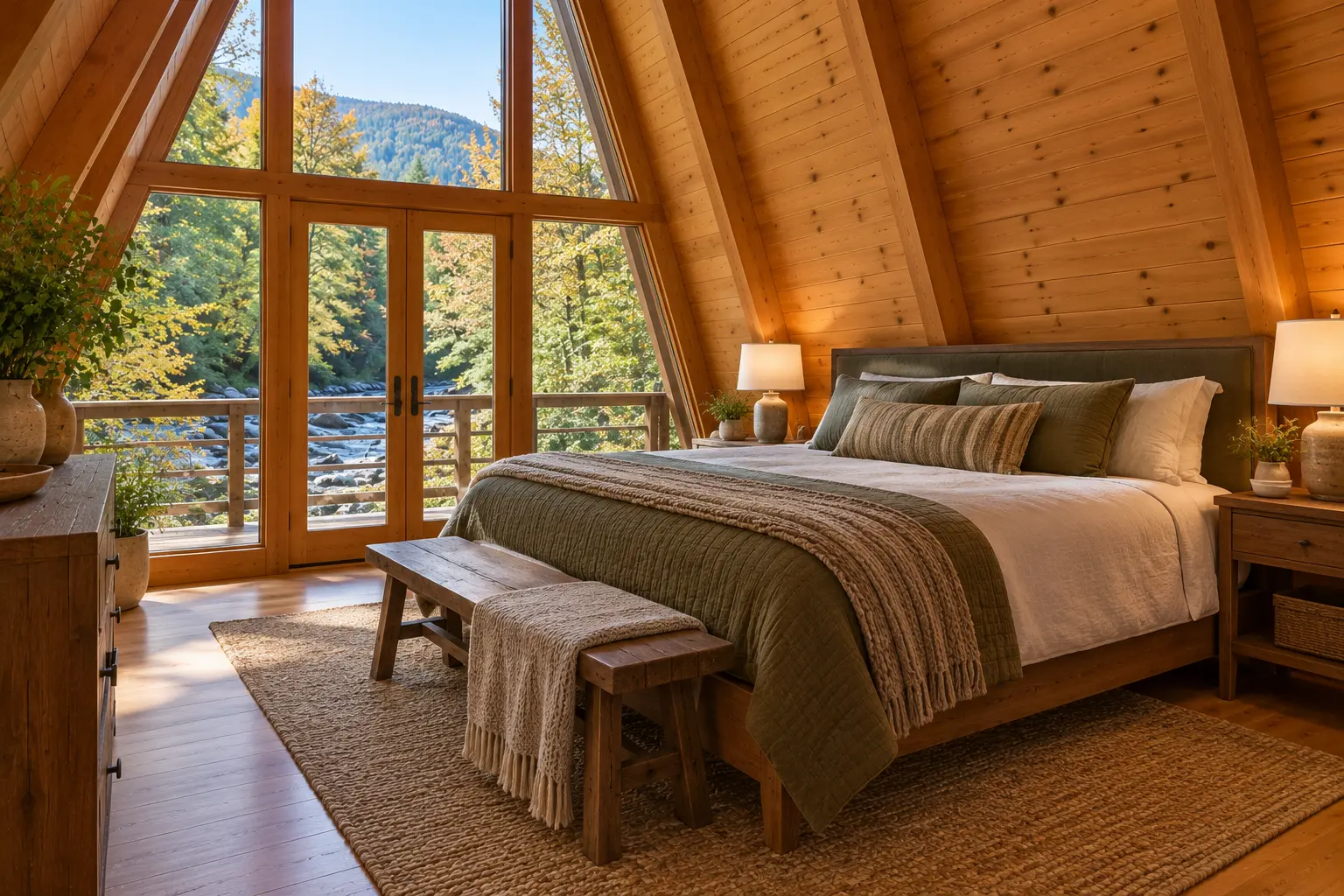 Laurel Fork A-frame: the main bedroom