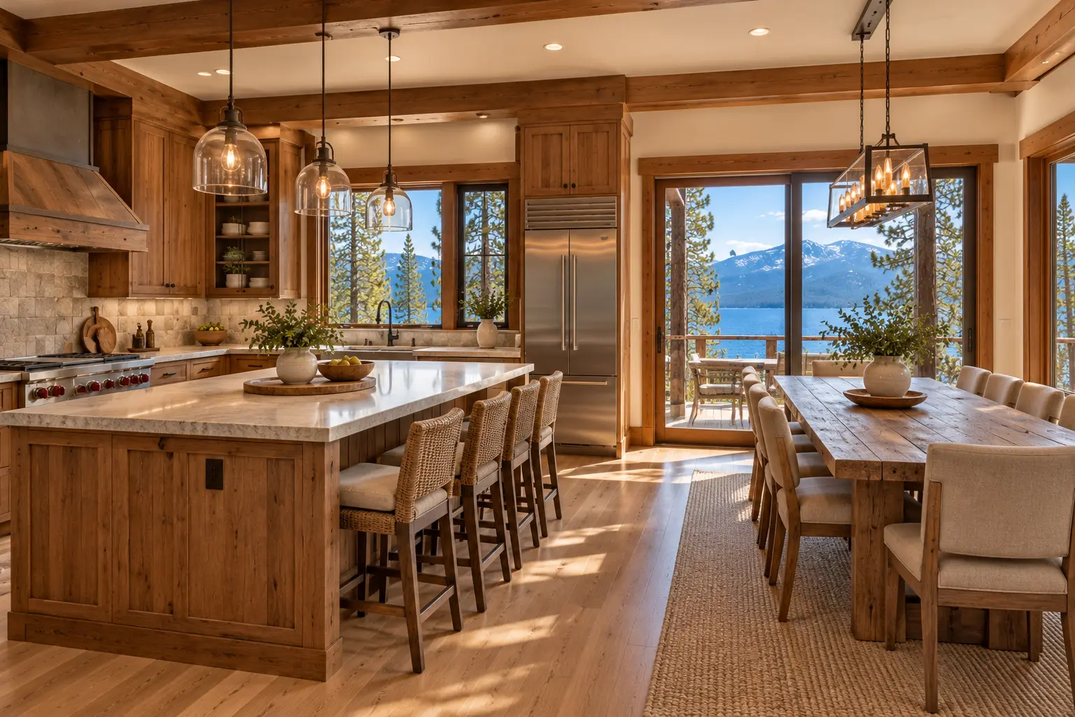 West Shore lake house: the kitchen and dining table