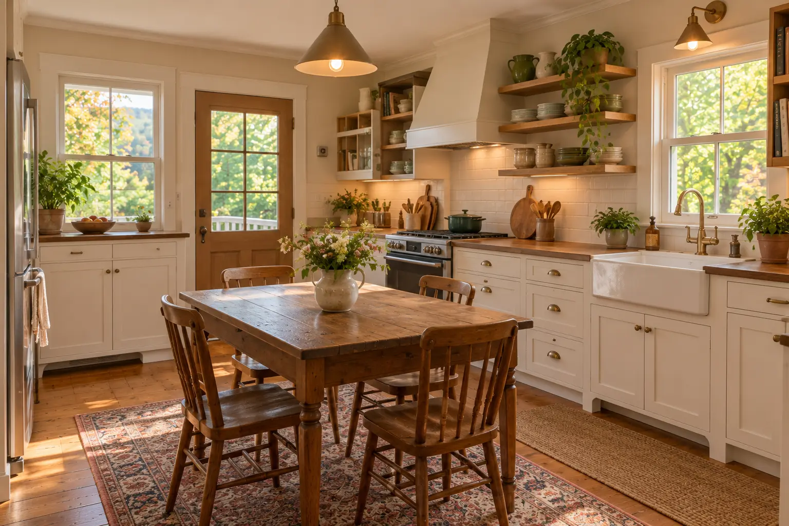 Millbrook cottage: the kitchen and dining table