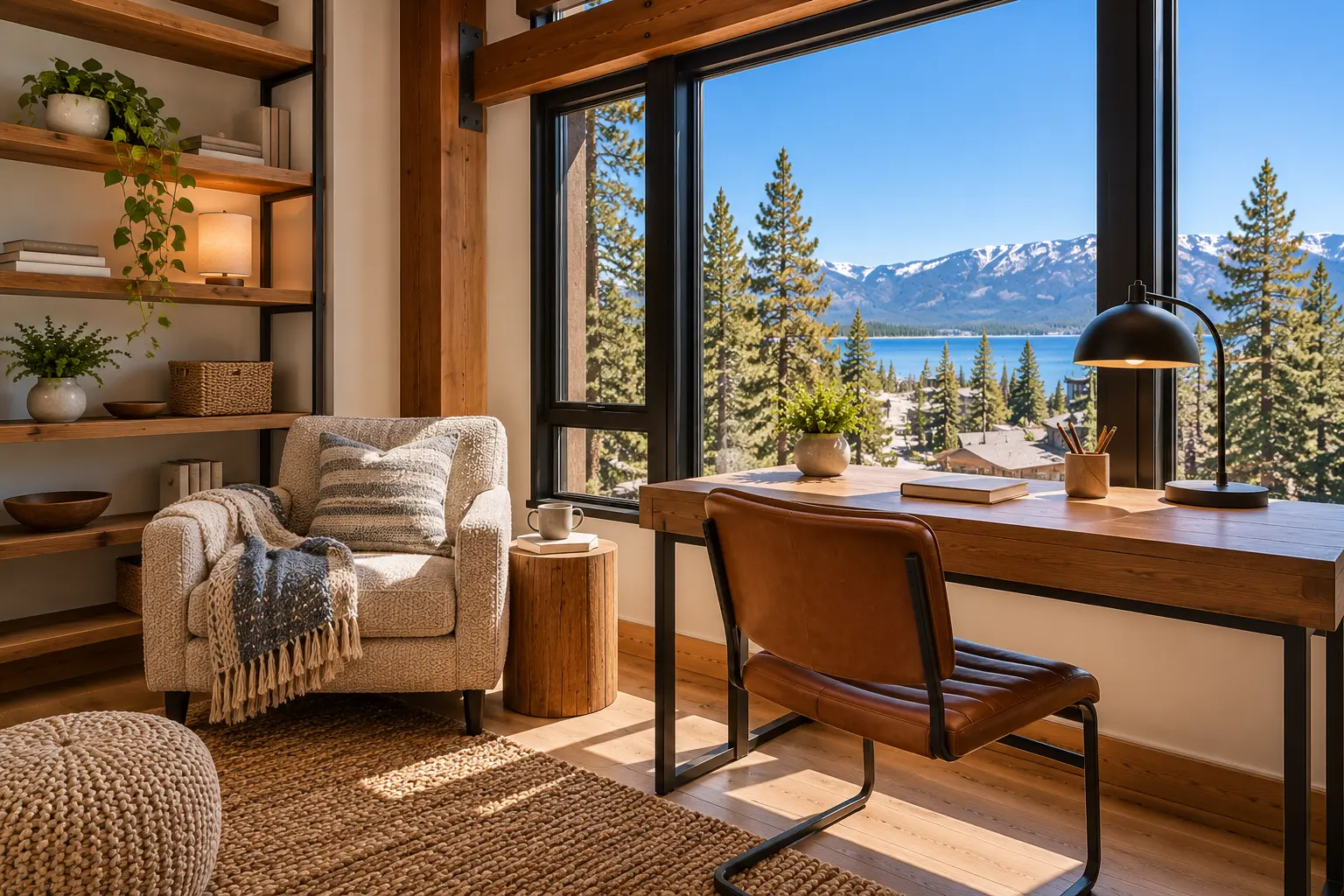 Lakeview loft near Heavenly: the work corner by the window