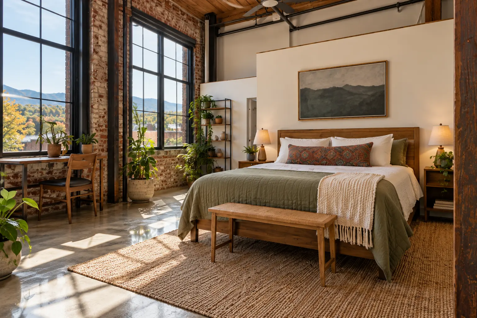 River Arts loft: the main bedroom