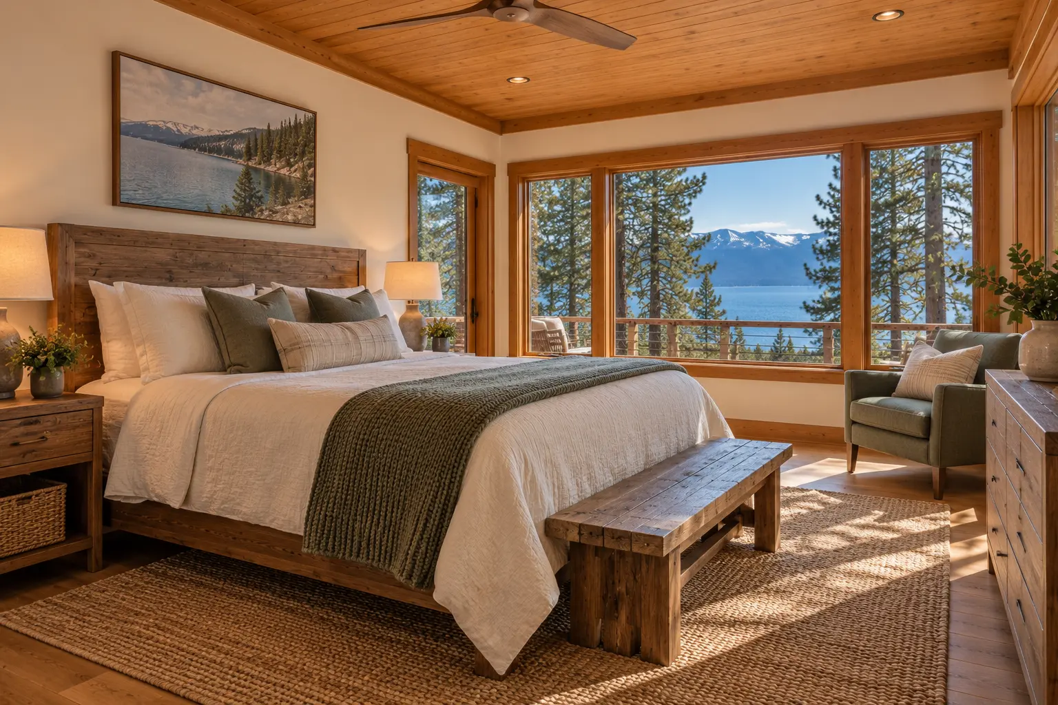 Camp Richardson lake house: the main bedroom
