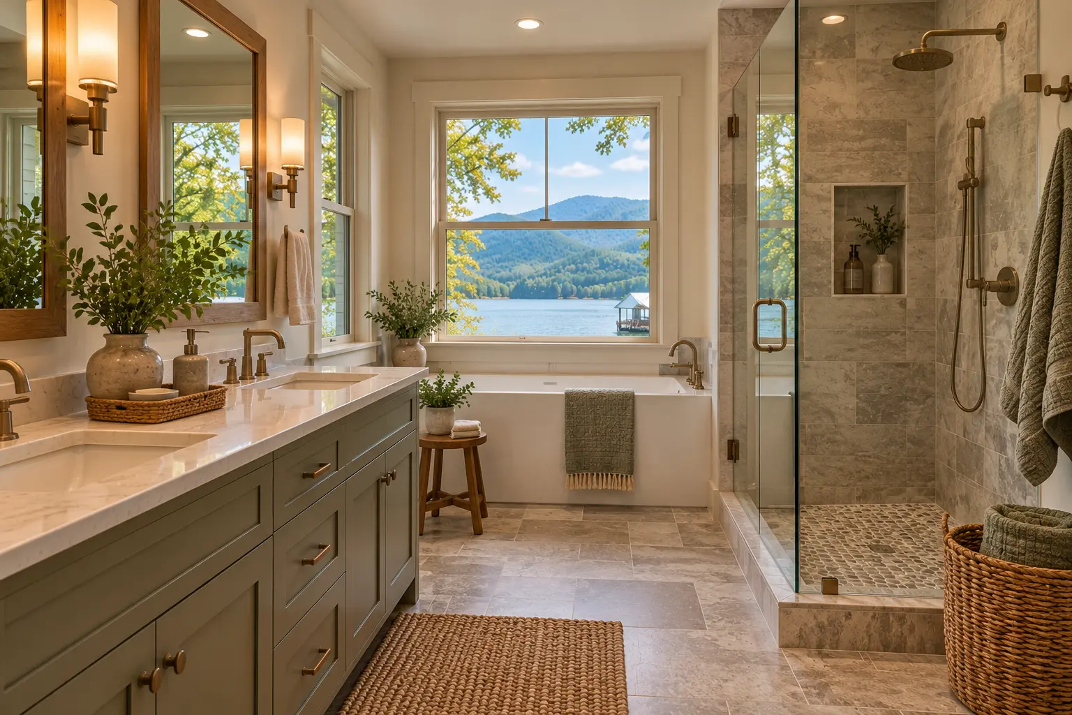 Lake Lure boathouse: the bathroom