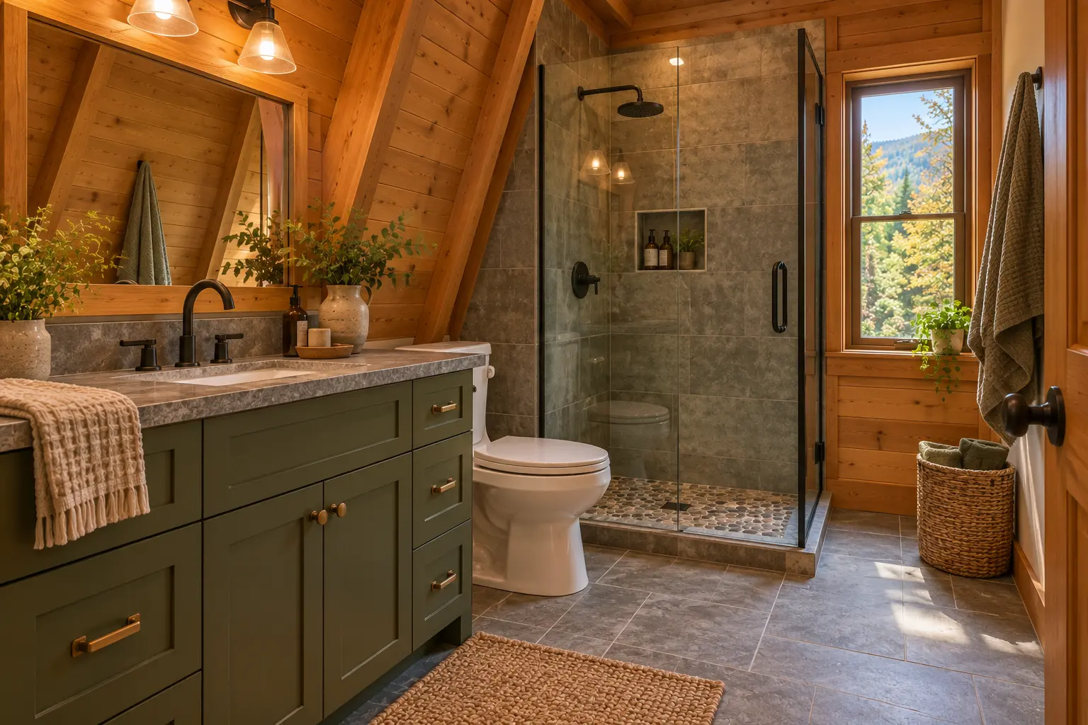 Laurel Fork A-frame: the bathroom