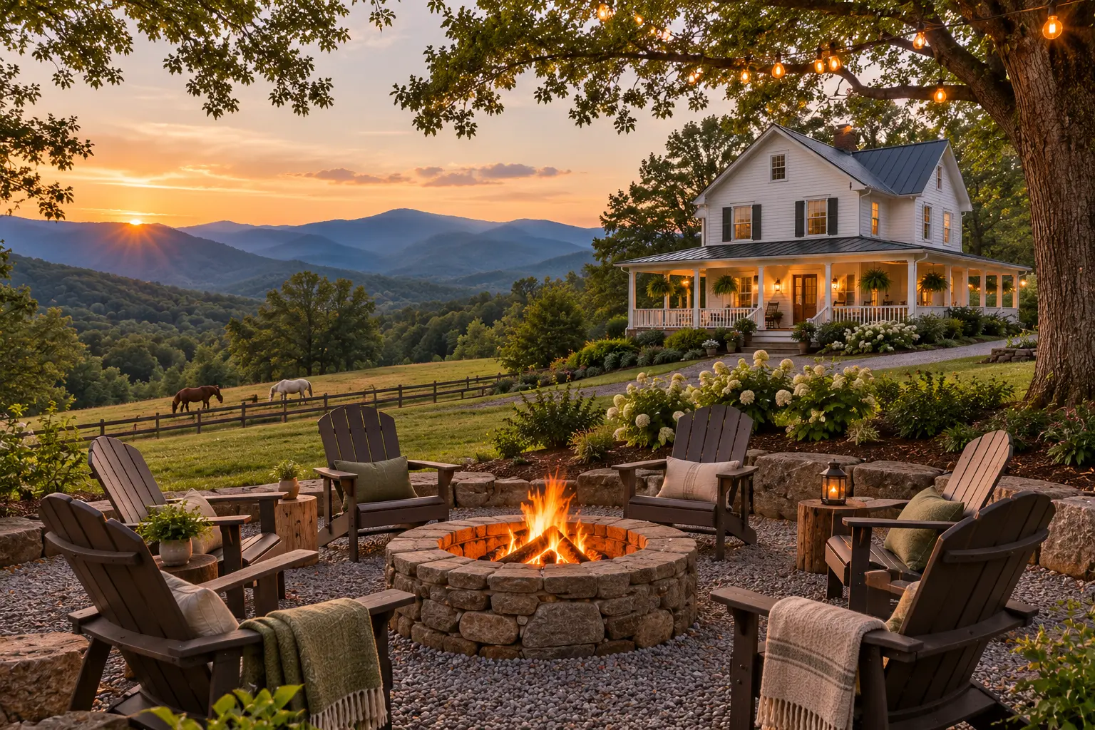 Farmhouse on ten acres outside Asheville: the fire pit